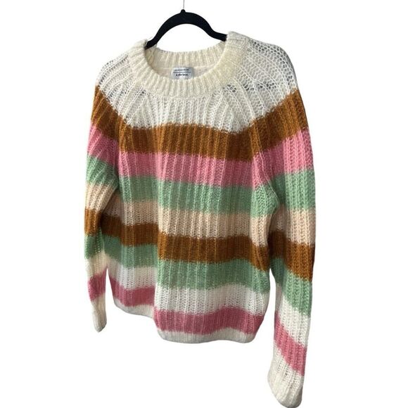 & Other Stories SMALL chunky Knit Color Block Stripe Sweater Mohair Blend - Picture 5 of 12